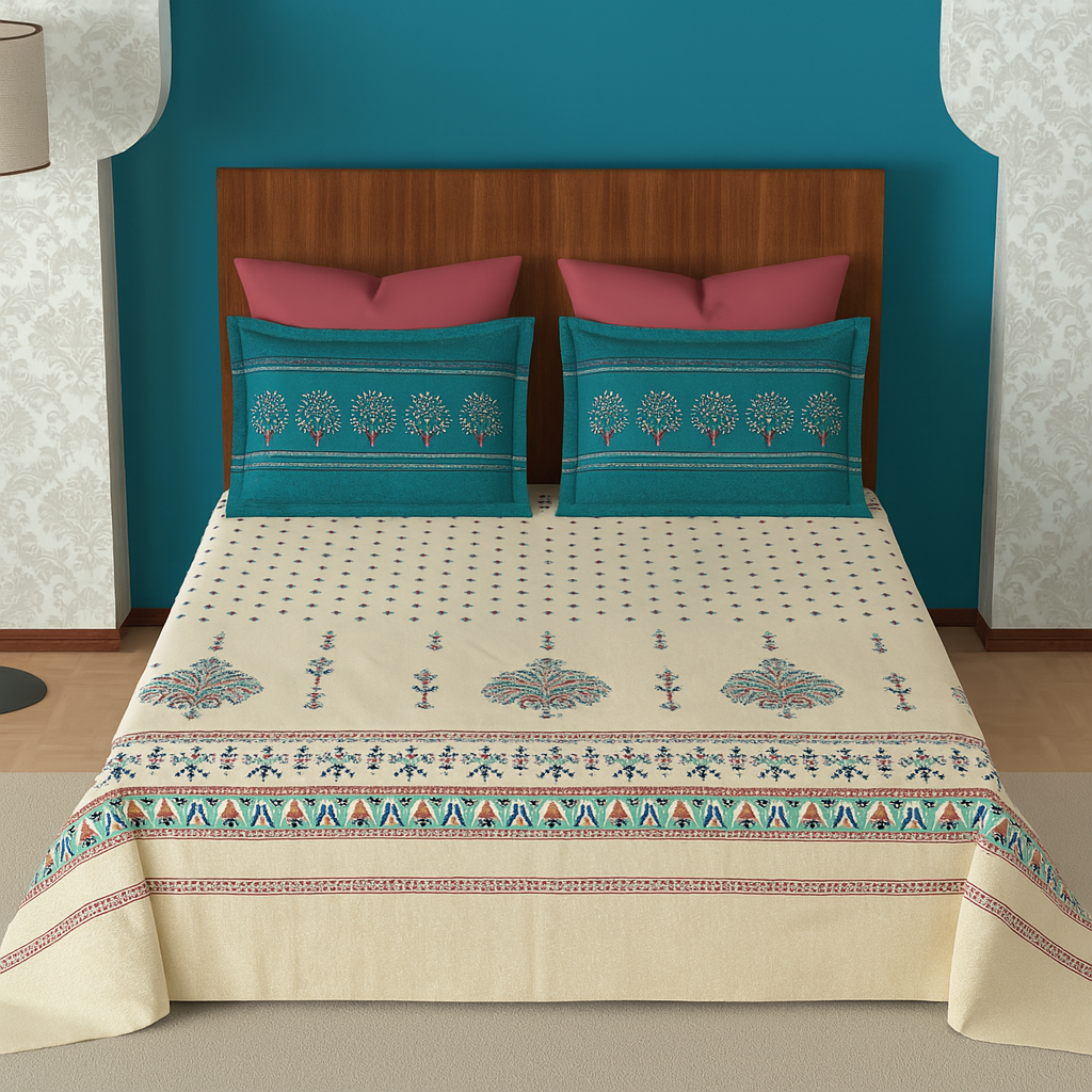 Plufy Vintage King Cotton Bed Sheet Set