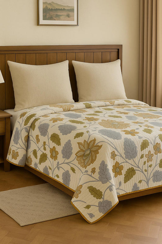 Floral Quilted Cotton Bedcover